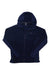 A dark blue Rab Mens Capacitor Hoody with long sleeves, made from recycled fleece and ideal for mountaineering. Displayed flat on a white background, it features the Rab logo on the left chest.