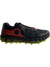 The Under Armour Men's HOVR Machina Off Road Shoe is a black and red trail runner with a yellow textured Vibram outsole featuring large lugs, engineered for excellent grip on rugged terrain.