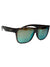 Polarized sunglasses with tortoise frame and green-blue reflective lenses