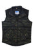 The Powderhorn Men's The Original LT Vest is a sleeveless, camouflage-patterned mountaineering vest with snap buttons, two front pockets (one with a POWDERSHORN logo), a high collar with Mountain Goat label, and insulated recycled down for warmth.
