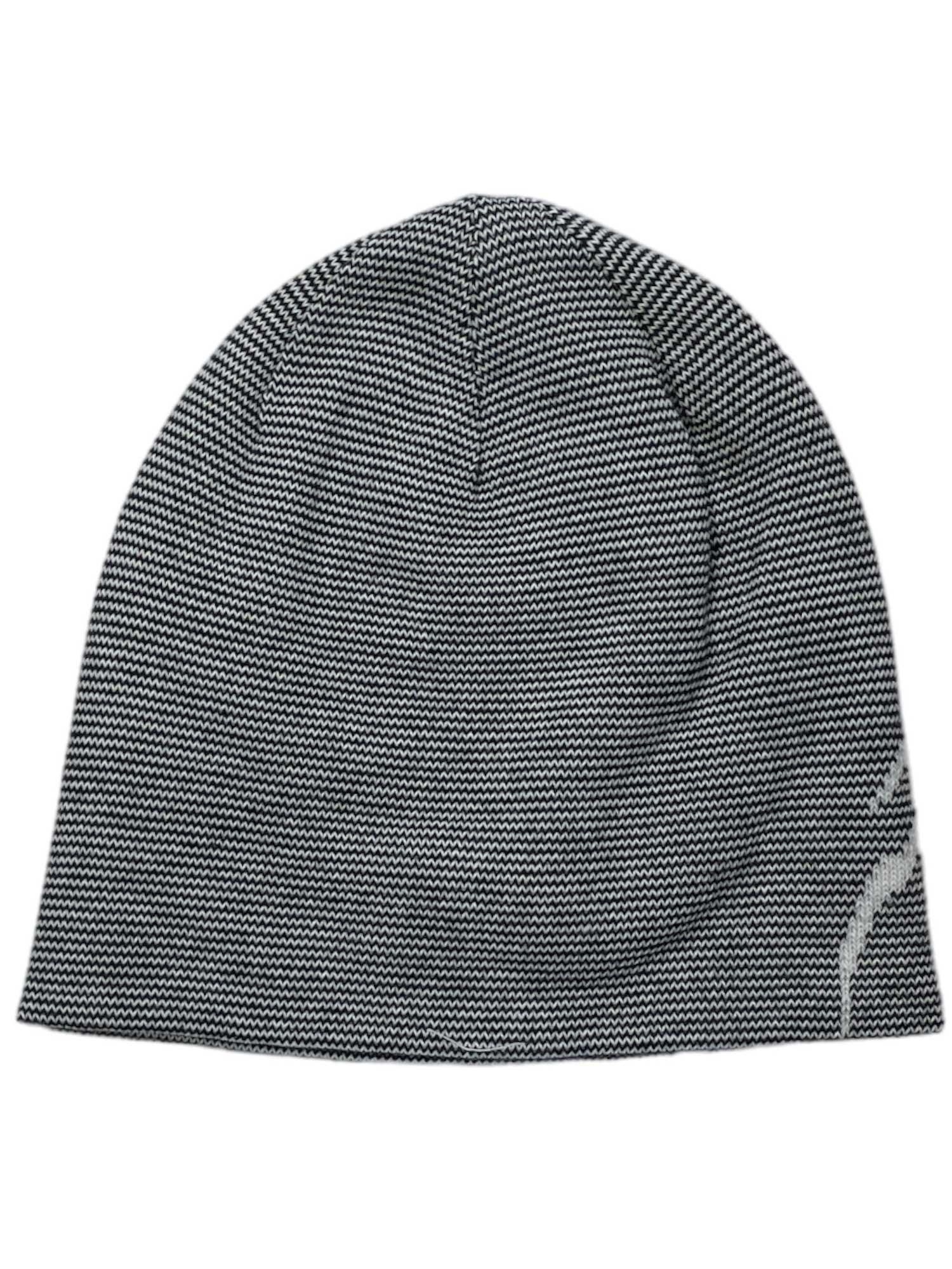 The Spyder Boys' Reversible Bug Beanie features a black and white striped design with a small embroidered logo, offering simple style and warmth—ideal for snowsports or kids' activewear.