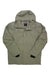 A light gray Mens Elevation Jacket by Marmot with a hood, long sleeves, zipper closure, chest pocket, and front Marmot logo. The waterproof, breathable jacket is laid flat on a white background.