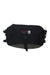 The Osprey Heritage Waist Pack, in black and gray recycled nylon, features a front buckle, Osprey logo patch on the flap, and is stylish as well as water-resistant.