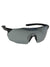 The Smith Reverb ChromaPop Sunglasses feature a sporty wraparound design with a single curved gray lens, black TR90 frame, adjustable nose pads, partially rimless construction, and a Smith logo on the left temple.