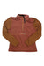 The Picture Women's Tahita 1/4 Grid Fleece Top features a rust body, brown sleeves, half-zip front with a zipper pull, and an embroidered chest logo.