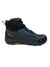The Vasque Men's Breeze LT NTX Boot in black/dark blue features a textured upper, lace-up design, ankle support, and rugged Vibram Megagrip outsole with waterproof protection—ideal hiking boots for all terrains.
