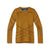 The Smartwool Women's Intraknit Thermal Merino Base Layer Crew in mustard yellow features geometric patterns on the front and sleeves and is shown laid flat on a white background.