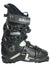 Salomon ski boot in black with light green/white accents and dual adjustable buckles