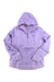 A light purple Outdoor Research Women's Helium Rain Jacket with a front zipper, long sleeves, and "OR" on the left chest is shown ultralight and waterproof, laid flat on a white background.