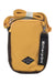 The Sherpani Women's Rogue Mini Crossbody Bag is a small, rectangular yellow bag with brown sides, made from recycled polyester. It has a long yellow strap, a black Sherpani zipper pull, and a front logo patch—ideal for women.