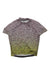 The Mens SL Short Sleeve Jersey is a lightweight cycling top with short sleeves, featuring a geometric pink and purple pattern that fades to yellow at the bottom, shown on a white background.