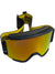 Smith Squad XL Snow Goggle with yellow reflective ChromaPop lens, black frame, and a black strap featuring colorful stripes and yellow interior padding.