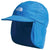 The North Face Kids' Class V Sunshield Hat is a bright blue sun hat made with recycled polyester, featuring UPF 40+ protection, a long neck flap, curved brim, and white embroidered logo on the front.