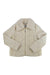 The Soia & Kyo Women's Daniela Jacket, a cream-colored faux fur jacket with long sleeves, wide collar, and front zipper closure, is shown laid flat on a white background.