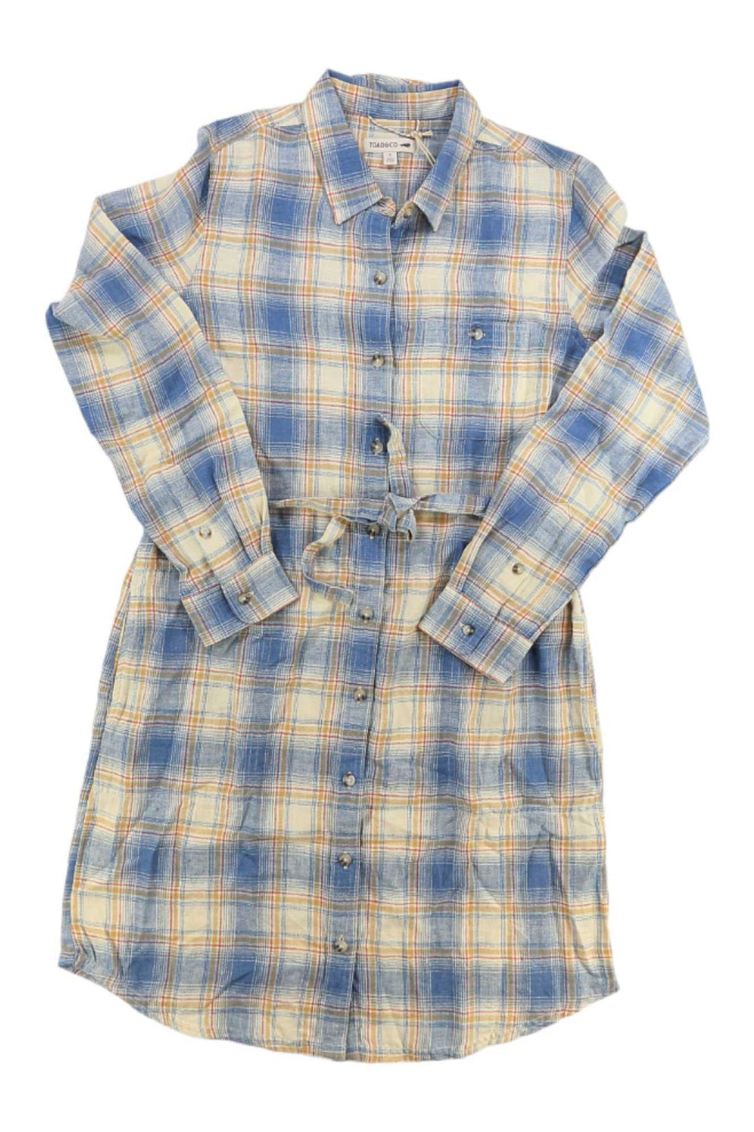 Toad & Co Women's Re-Form Flannel Shirtdress, Almond / S Toad & Co Women's Re-Form Flannel Shirtdress, Almond / S