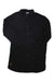 The Tentree Womens Oversized Shirt Dress is a black, long-sleeve, button-front dress made from soft TENCEL Lyocell. It features a collared neckline, cuffed sleeves with buttons, and a small tag near the hem. Shown laid flat on white.