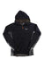 The Salewa Men's Boe Alpine Merino Thermal Half Zip Top is a black hooded pullover with camouflage side panels and sleeves, a white left chest logo, and a half-zip front—ideal as a mountaineering base layer.