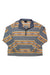 The Pendleton Women's Half-Zip Pullover features long sleeves, a half-zip design, and horizontal Aztec-inspired stripes in gray, yellow, orange, and white, crafted from soft cotton chamois for comfort and style.