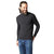 A man with a beard and long hair pulled back is wearing a dark Smartwool Mens Sparwood Half Zip Sweater and blue jeans, standing and smiling against a plain white background.