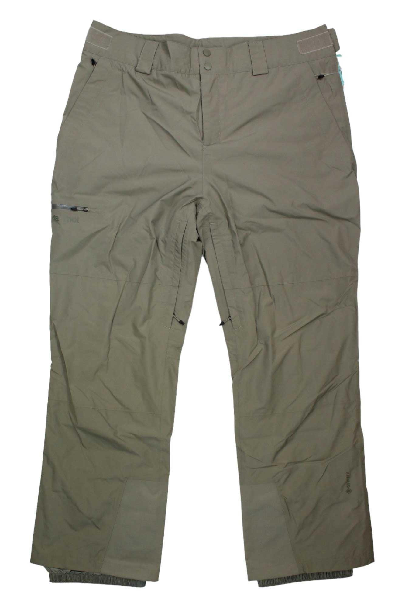 Marmot Mens Lightray GTX Pant—khaki, straight-leg hiking pants for men with multiple pockets and belt loops, shown laid flat on a white background.