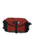 The Osprey Heritage Waist Pack features a red and black design, is made from water-resistant recycled nylon, includes a front buckle closure, and displays a prominent Osprey logo patch.