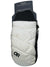 A white and black quilted mitt with the OR logo on the front is shown against a plain background with packaging behind it—perfect for cold weather, just like the Outdoor Research Phosphor Down Mitt.