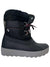 The Pajar Womens Opal Boot is a black, insulated waterproof winter boot featuring faux fur lining, silver eyelets, red and black laces, and a thick gray rubber sole—ideal for cold, wet weather.