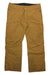 The Norrona Mens Tamok GTX Pant in mustard yellow is laid flat on a white background, featuring waterproof fabric, zippered pockets, reinforced knees, belt loops, snap buttons, and visible stitching for durable outdoor adventures.