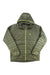 Men's insulated hooded jacket, olive green with neon yellow center-front zipper