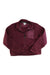 The Tentree Women's Ecoloft Zip Jacket is a maroon recycled polyester fleece with a standing collar and a small zippered left chest pocket. Shown laid flat, its sleeves are slightly folded inward to highlight the sustainable outdoor design.