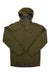 The Outdoor Research Mens Foray 3-In-1 Parka, in olive green, features waterproof insulation, long sleeves, a front zipper, chest pocket, and OR logo on the left chest, shown against a white background.