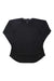 The Outdoor Research Womens Argon LS Tee in black is laid flat on a white background. This long sleeve hiking shirt features a crew neck, curved hem, quick-drying fabric, and UPF 30—ideal for all your outdoor adventures.