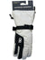 A pair of black and white Outdoor Research Women's Adrenaline waterproof insulated gloves with “OR” on the fingers, attached to packaging labeled for skiing and snowboarding.