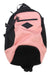The Sherpani Women's Vespa Backpack has a pink front panel, black sides, and a black zipper pocket. Made from recycled materials, this small bag features the Sherpani logo patch above the pocket for style and sustainability.