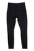 The Saucony Women's Fortify 7/8 Tight in black features a small left-thigh logo and high waistband. Made from recycled polyester for comfort and sustainability, these women's running tights are shown laid flat on a white background.