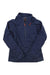 The Rab Womens Nexus Pull On Top is a long-sleeve, dark blue fleece pullover for women with a quarter-zip front and orange zipper pull, made from recycled polyester, shown laid flat on a white background.