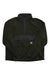 The Carhartt Men's Relaxed Fit Fleece Pullover in dark green polyester features a high collar, four black buttons, a black chest pocket, and a small tan Carhartt logo patch.