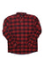 The Orvis Men's Flat Creek Tech Flannel LS Shirt is an eco-friendly, active fit flannel in red and black plaid with two chest pockets and cuff buttons, shown laid flat on a white background.
