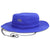 The Outdoor Research Helios Sun Hat is a wide-brimmed, bright blue hat with sun protection, an adjustable chin strap, and OR embroidery on the front—ideal for hiking.