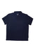 The Rhone Men's Slub Polo is a plain, short-sleeved polo in dark navy blue with a collar, three buttons, relaxed fit, and chest pocket, shown laid flat on a white background.
