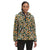 A woman stands facing forward in The North Face Women's Campshire Pullover Hoodie 2.0, featuring a colorful floral pattern and long sleeves, made from soft Sherpa fleece.