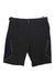 The Showers Pass Men's Apex DWR 12 Inch Short features black, knee-length design with front zipper pockets, two snap buttons at the waistband, subtle seam details, and is displayed flat against a white background.