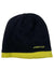The Seirus Junior Fleece / Knit Beanie is a black kids beanie with a yellow bottom band and "Seirus" embroidered in yellow—ideal for snowsports and everyday warmth.