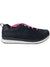 The Shimano Women's CT5W Shoe is a black sneaker-style cycling shoe with a white sole, pink laces, heel pull tab, small perforations, and SPD compatibility. Shown in side view facing right, it's designed for comfort and casual style.