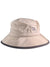 The Outdoor Research Sun Bucket Hat is light beige with a dark gray edge and features the OR logo on the side. Made of lightweight ripstop fabric, it provides excellent sun protection for outdoor activities.