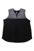 The Sherpa Women's Shaanti Embroidery Top is a sleeveless black tank featuring a gray yoke, red and white floral embroidery at the neckline, and a small pleat in front.