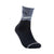 Zoic 8-inch crew sock, dark charcoal with light gray cuff stripe and logo