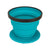 Teal silicone coffee dripper with black outer rim and ribbed foldable walls