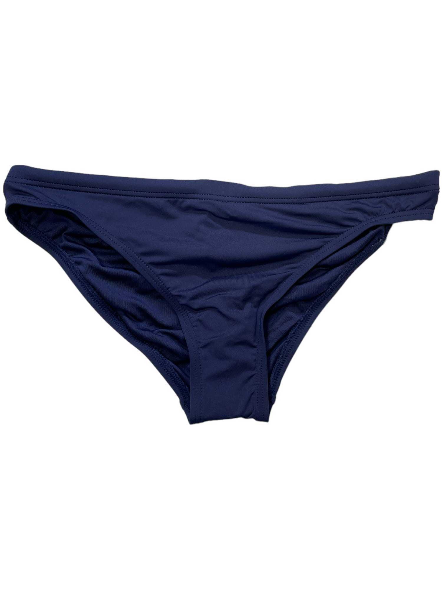 The TYR Women's Lula Classic Bikini Bottom features a simple, classic cut and adjustable waist in dark navy blue, providing stylish sun protection. Displayed against a white background.