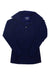 The Snow Angel Women's Vixen Velour Poets Collar Top in navy blue features long sleeves, a half-zip front, and a wide folded collar—providing midweight warmth for cooler days.